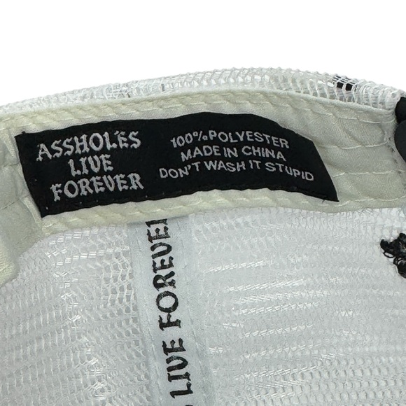 ASSHOLES LIVE FOREVER Mesh Two Tone Snapback Hat NEW White Black Embroidered main image 6